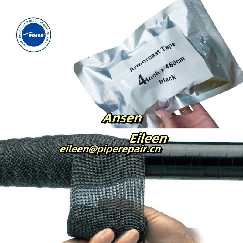 Short Lead Time Armor Wrap Tape Strengthening Structural Material Curable Black Polyurethane Resin Armor Cast Tape